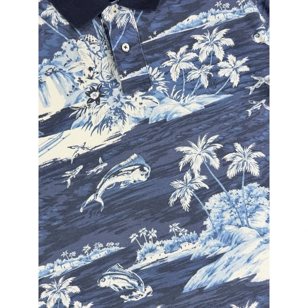 Polo Ralph Lauren Floral Tropical Island Classic Polo Royal Logo Large Shirt Men